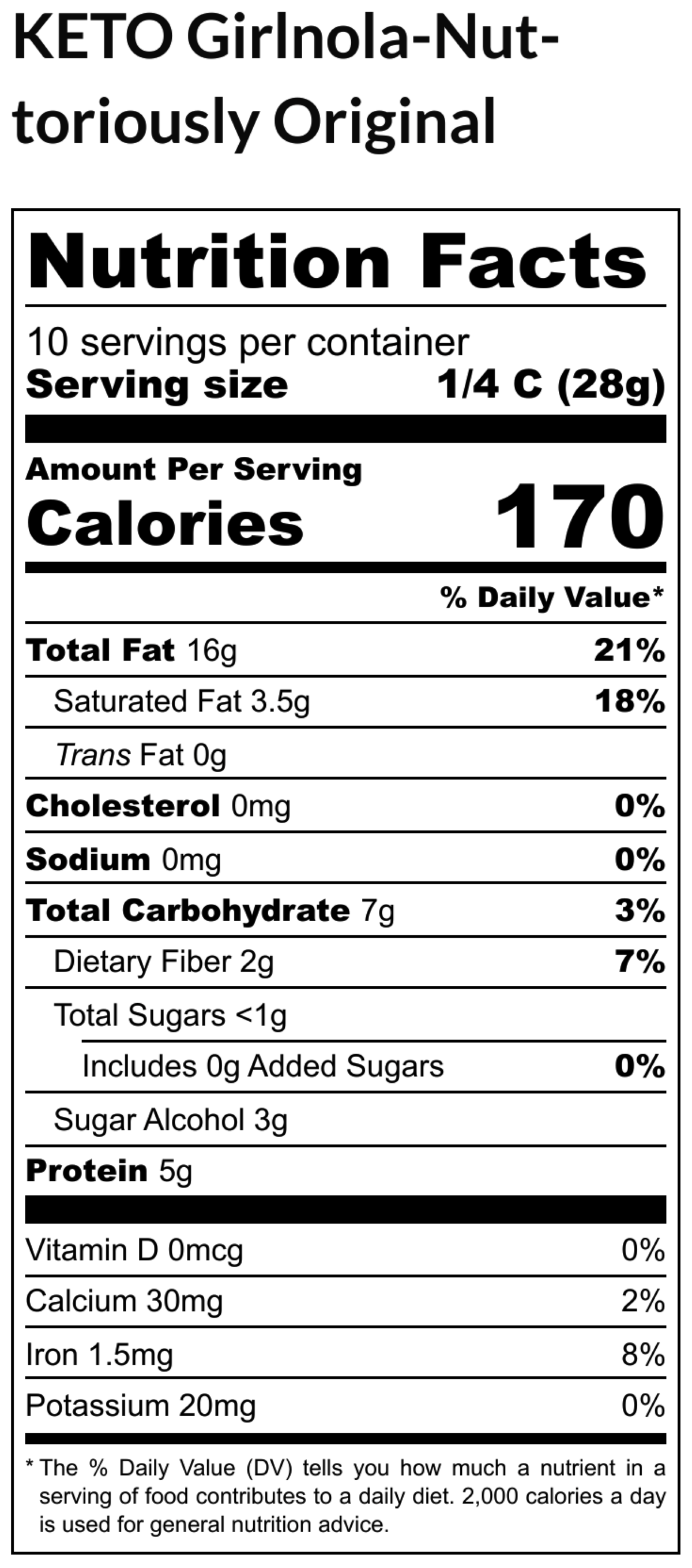 Girlnola® Keto-10oz Pouch | Low Carb Low Sugar Granola
